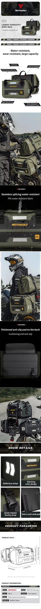 Waterproof Motorcycle Saddlebags – Large Capacity Luggage for Outdoor Travel