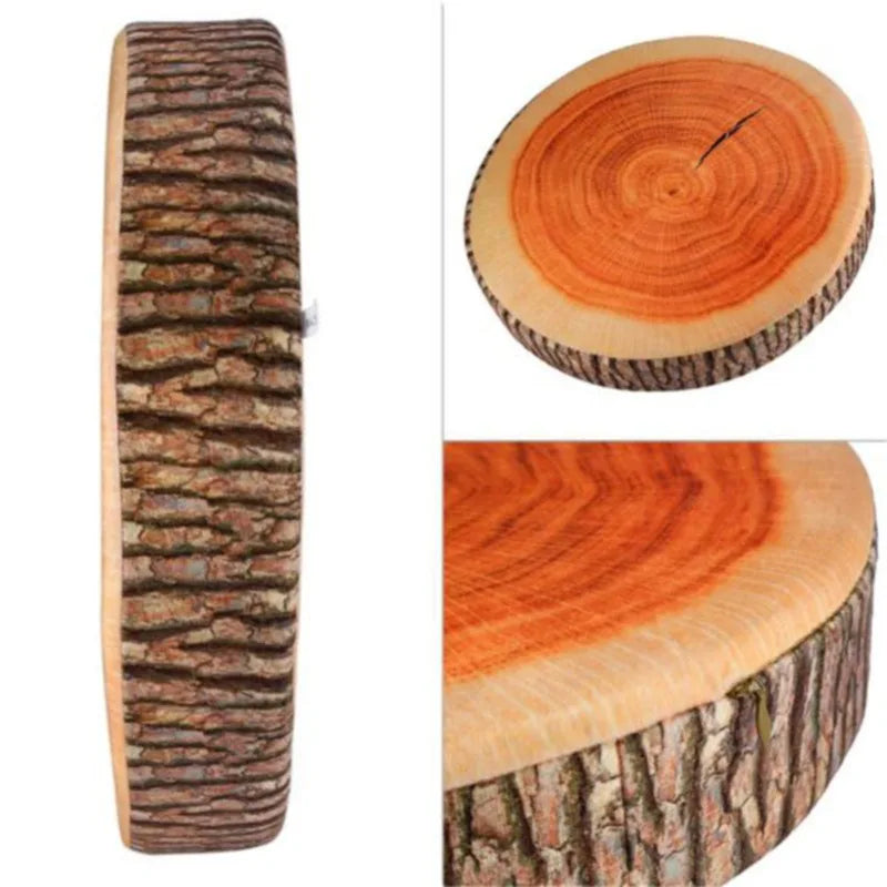 Stump Shaped Decorative Pillow – Soft Wood Grain Cushion for Home and Car Decor