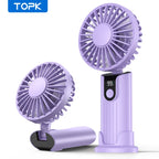 Portable Handheld USB Fan – 5000mAh Rechargeable Desk Fan for Outdoor Travel