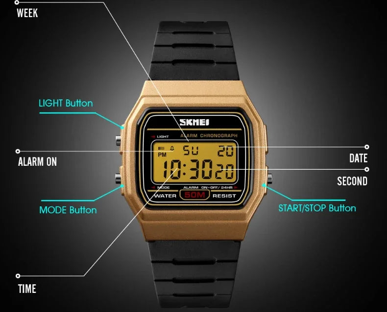 Digital Sports Watch – Waterproof Display for Women