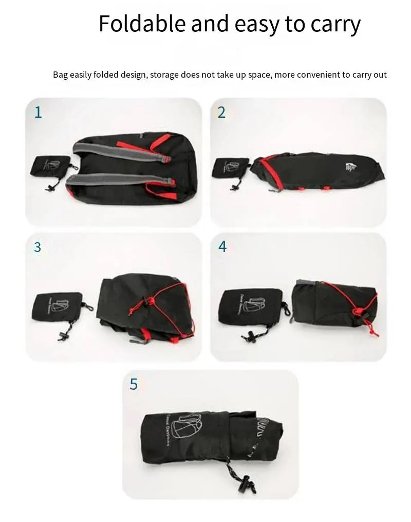 Folding Nylon Backpack – Lightweight Waterproof Bag for Camping and Hiking