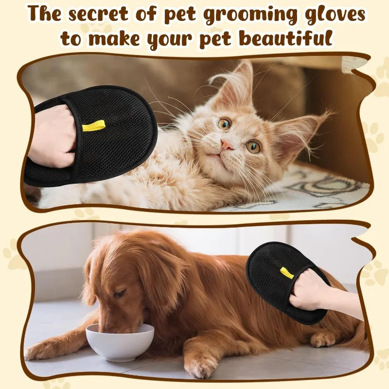 Electrostatic Grooming Gloves – Pet Hair Remover for Dogs and Cats