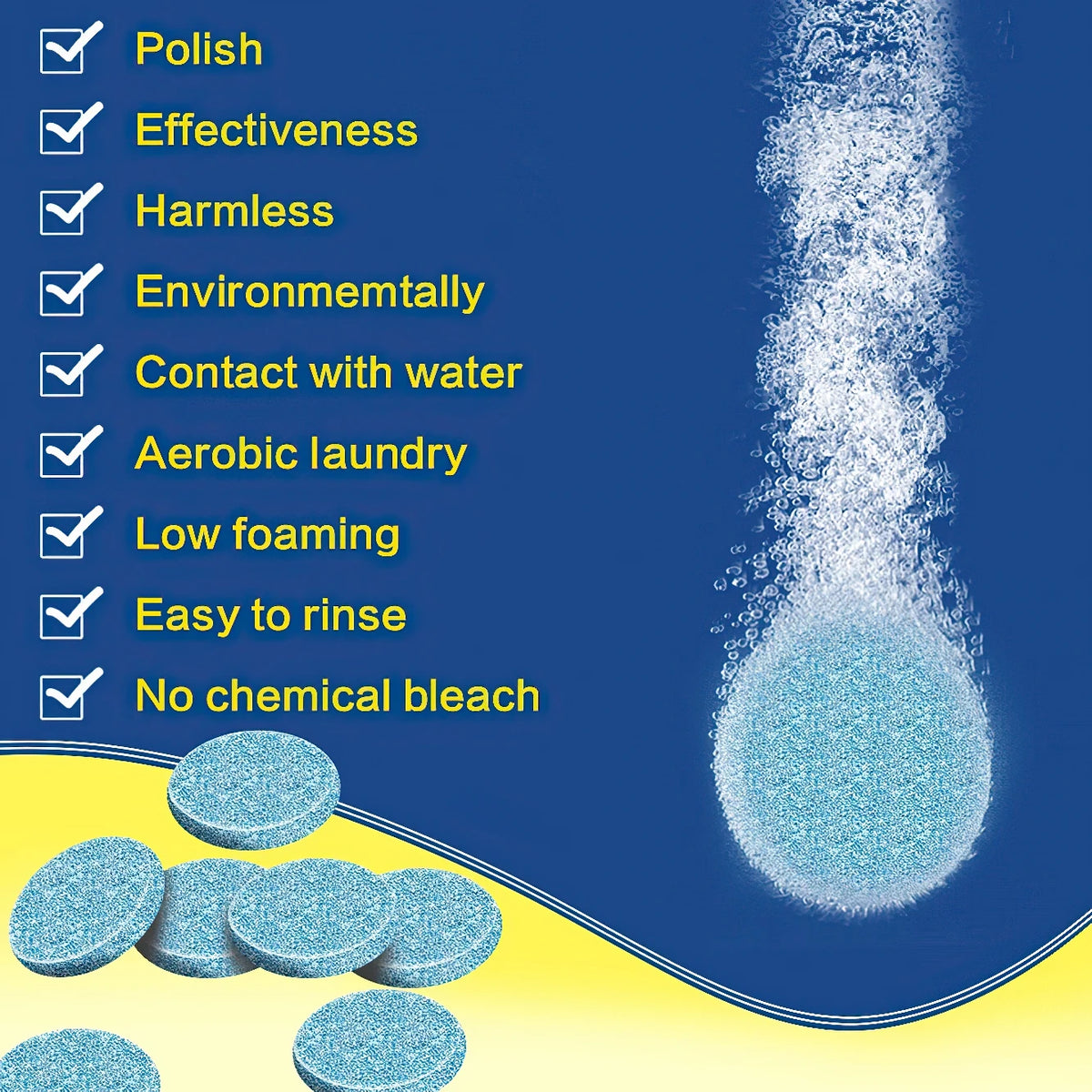 Effervescent Glass Cleaner Tablets – Concentrated Windshield Wash for Car Care