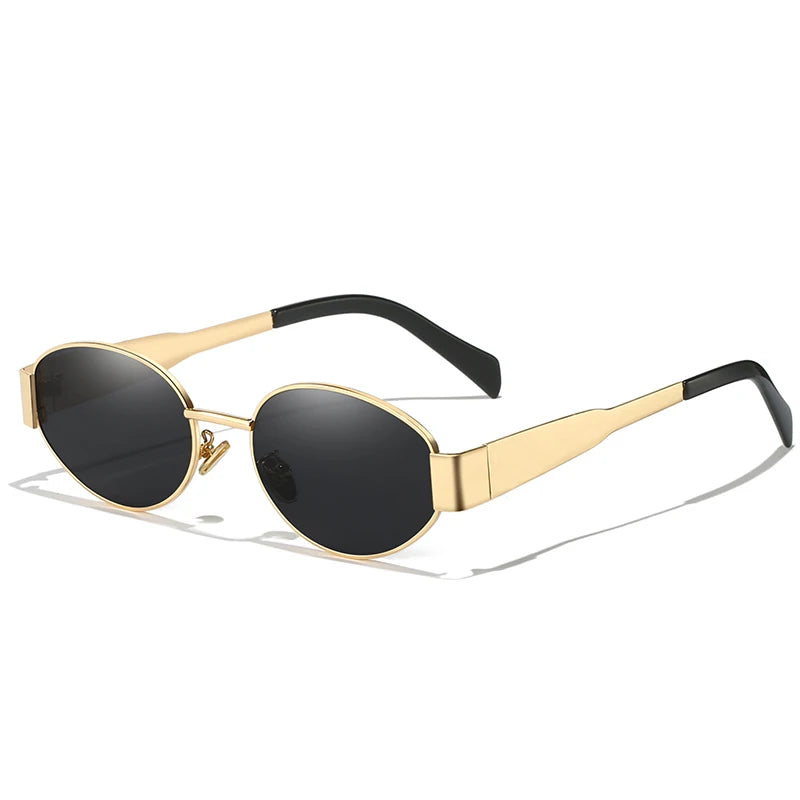 Alloy Oval Sunglasses – UV400 Protective Eyewear for Men and Women