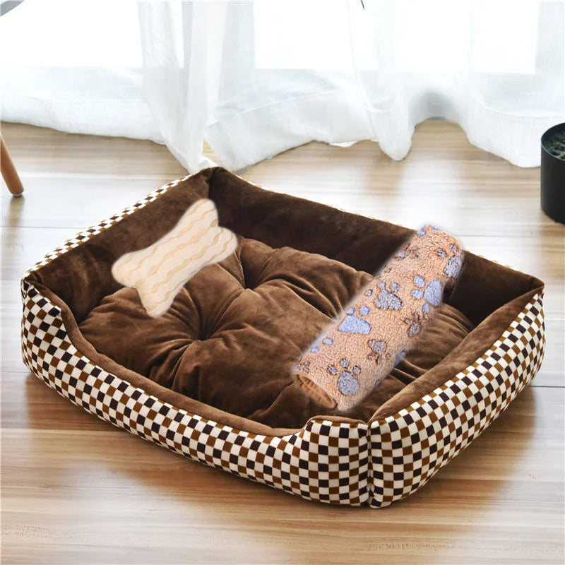 Large Square Dog Bed – Warm Soft Nest for Small Medium and Large Pets