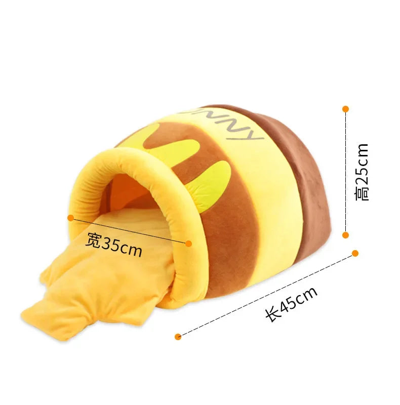 Semi-Closed Cat Bed – Soft Warm Plush Kennel for Winter Pet Comfort