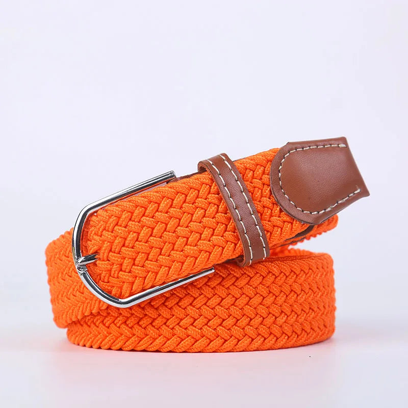 Woven Elastic Canvas Belt – Stretch Braided Buckle Strap for Casual Jeans