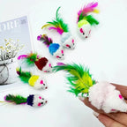 Plush Mouse Cat Toy – Durable Feather Teaser for Interactive Pet Play