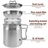 Stainless Steel Oil Strainer Pot – Fine Mesh Grease Container for Kitchen