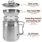 Stainless Steel Oil Strainer Pot – Fine Mesh Grease Container for Kitchen