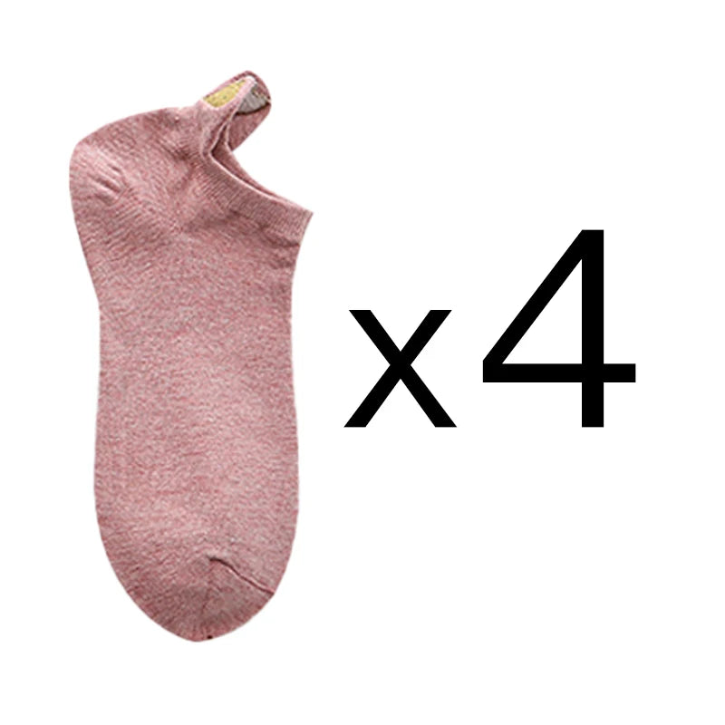 Embroidered Heart Ankle Socks – Cute Cotton Casual Footwear for Women