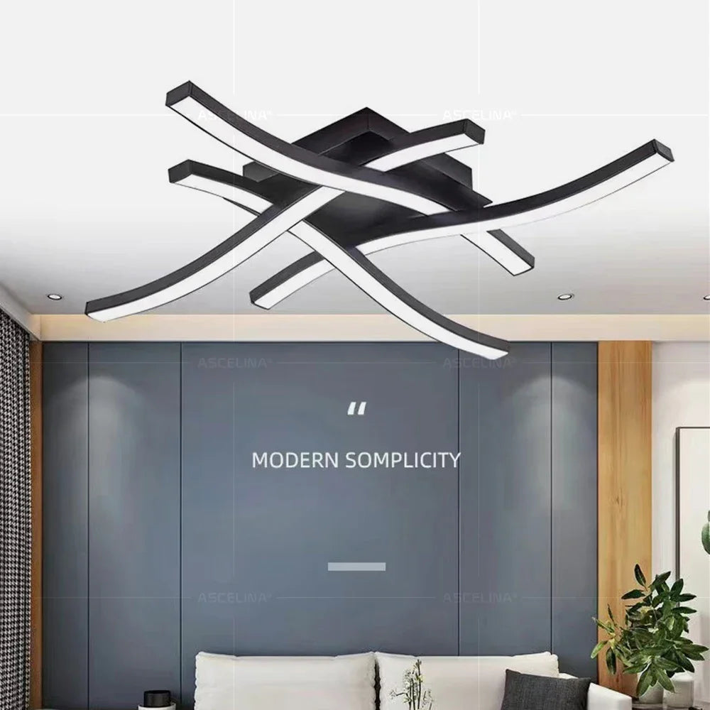 Modern LED Wave Ceiling Light – Minimalist Fixture for Living Room Bedroom