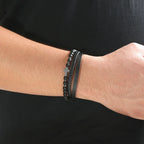 Tiger Eye Leather Bracelet – Multi-Layer Beaded Jewelry for Men