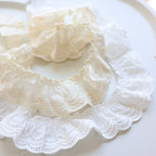 Embroidered Lace Trim – Pleated Cotton Fabric for DIY Dress Sewing Decor
