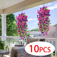 Artificial Morning Glory and Eucalyptus Vine – UV-Resistant Home Wall Decor