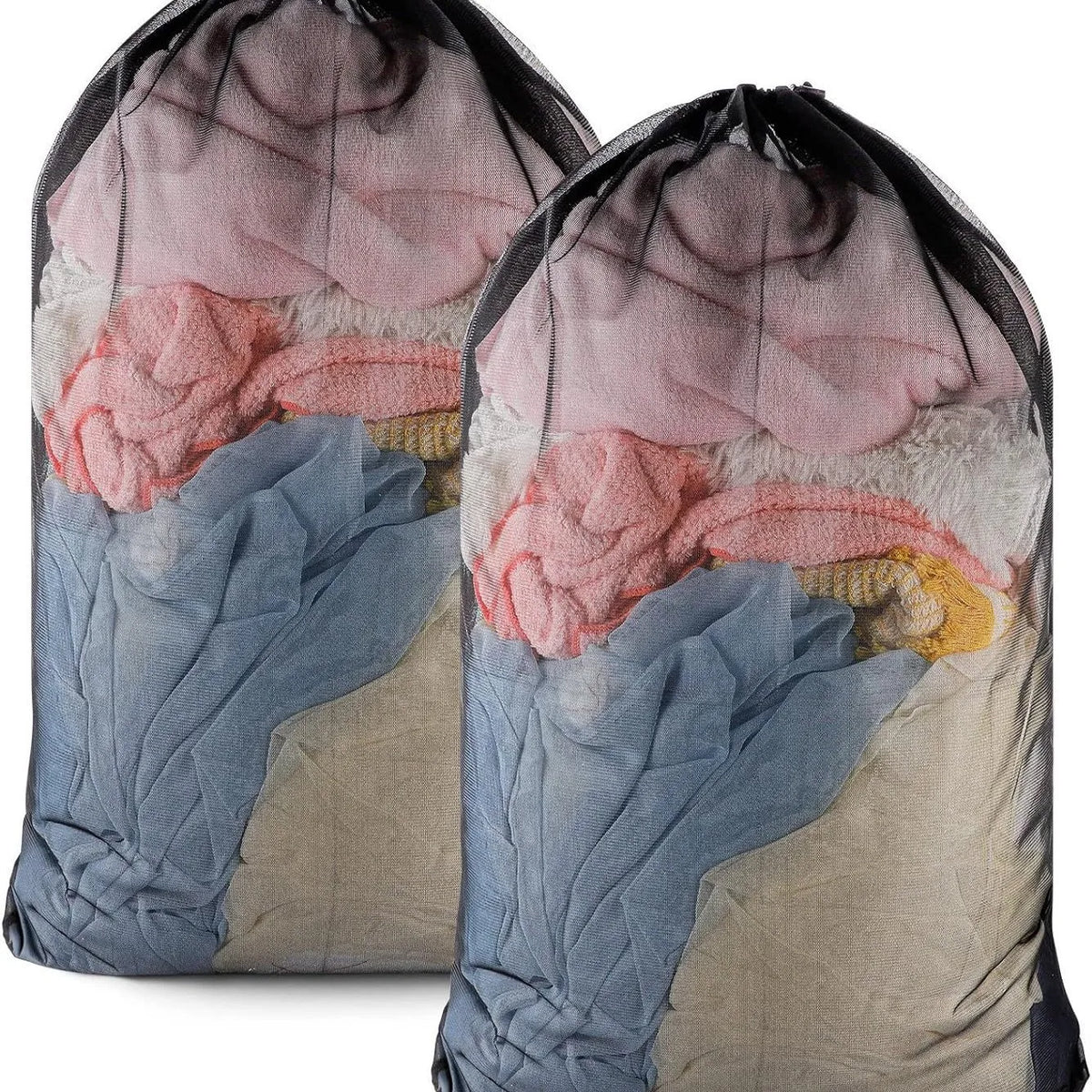 Large Mesh Laundry Bag – 60x90cm Drawstring Organizer for Washing Clothes