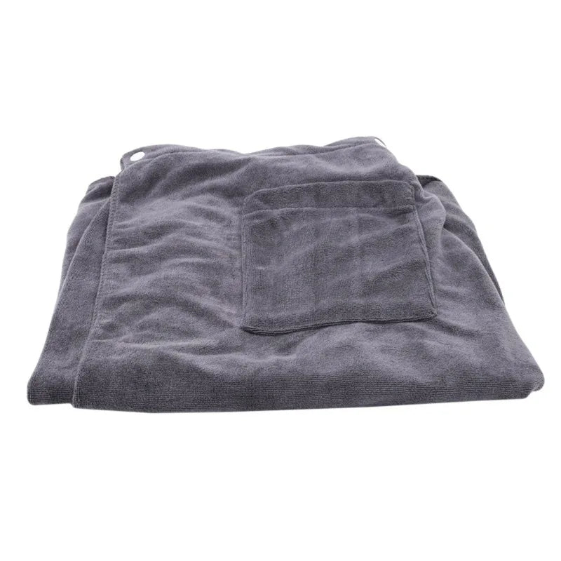 Wearable Polyester Bath Towel with Pocket – Soft Absorbent Wrap for Gym Beach