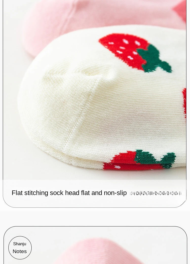 Cotton Strawberry Heart Crew Socks – Cute Women's Casual Fashion Hosiery
