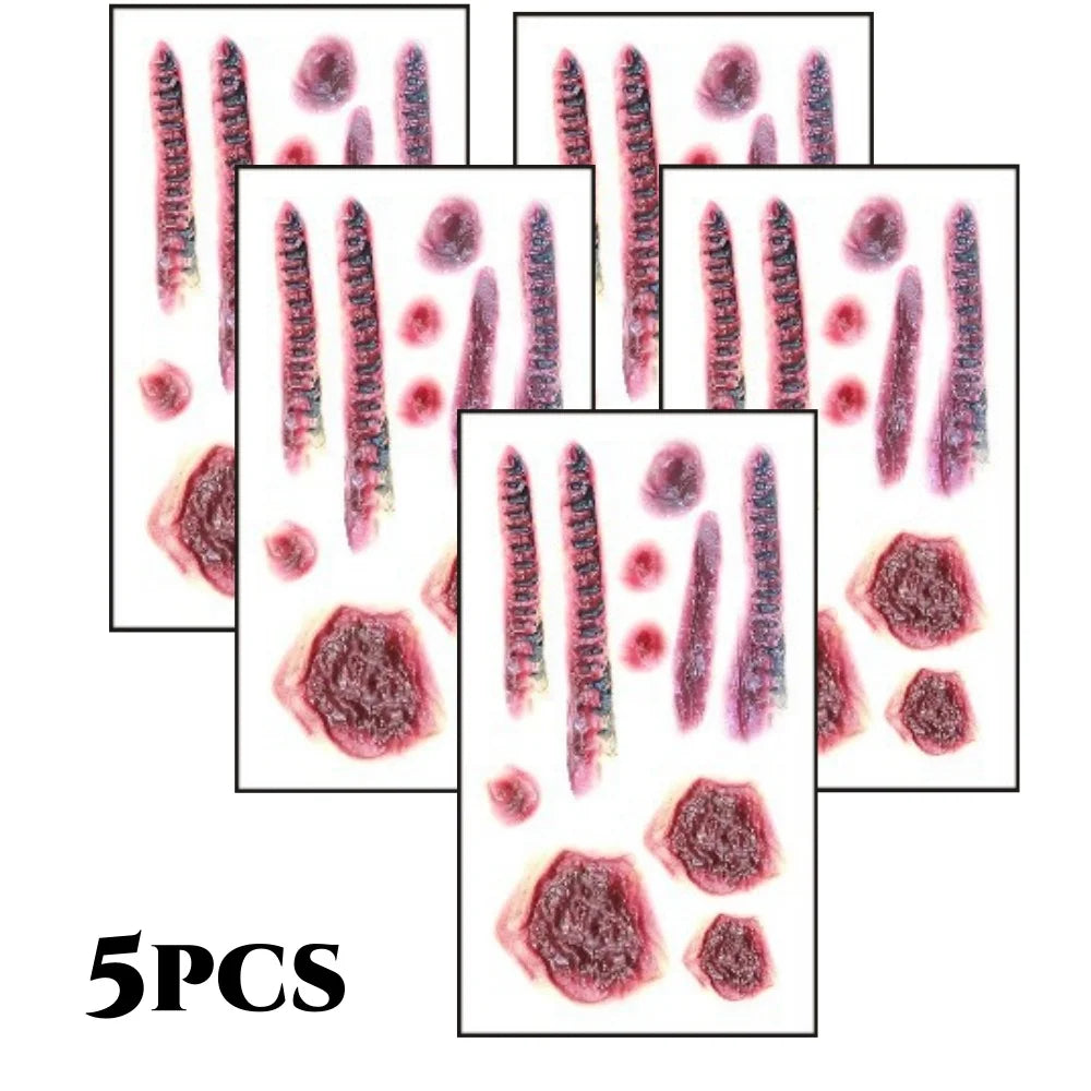Realistic Fake Scar Tattoos – Bloody Wound Decals for Halloween Makeup