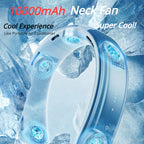 Portable Neck Fan – 10000mAh Rechargeable Silent Cooling for Outdoor Camping