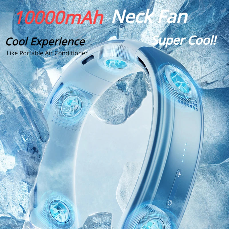 Portable Neck Fan – 10000mAh Rechargeable Silent Cooling for Outdoor Camping