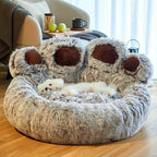 Bear Paw Pet Bed – Fluffy Plush Sofa for Small and Medium Dogs and Cats