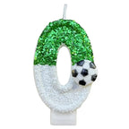 Soccer Number Birthday Candles – Green Glitter Cake Toppers for Kids Parties