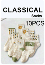 Cartoon Print Mid-Length Socks – Soft Cotton Casual Wear for Women