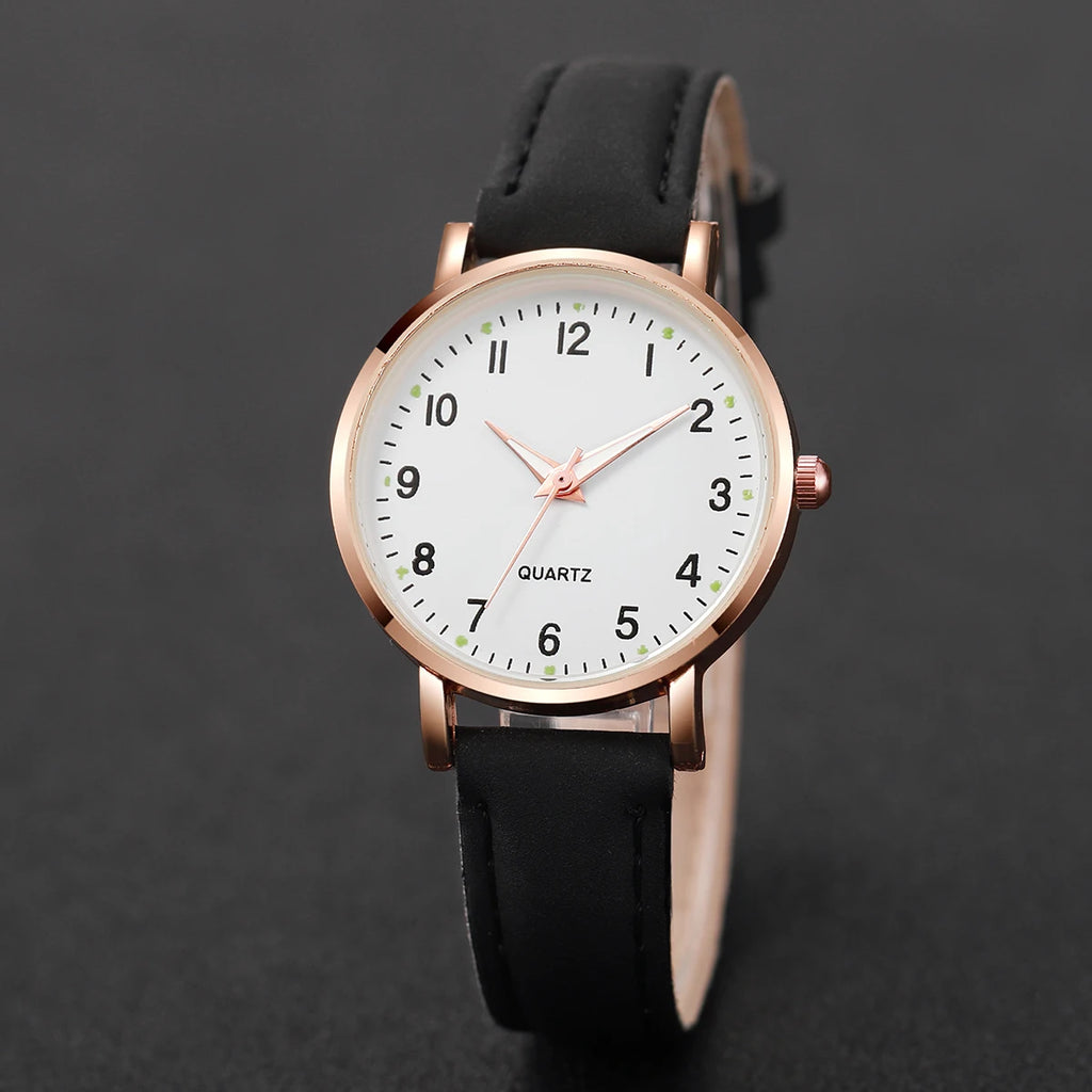 Arabic Dial Quartz Wristwatch – Leather Strap Casual Gift for Women