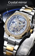 Skeleton Automatic Watch – Luxury Stainless Steel Diamond for Men