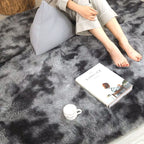Plush Gray Area Rug – Fluffy Anti-Slip Velvet Carpet for Living Room Decor