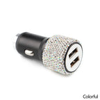 Bling Dual USB Car Charger – Diamond Fast Adapter for Women Interior Decor