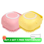Silicone Pet Bath Brush – Shampoo Dispenser for Dog and Cat Grooming