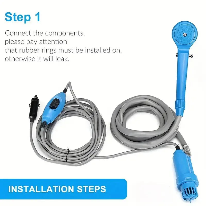 Portable Electric Car Shower – 12V Outdoor Shower for Camping