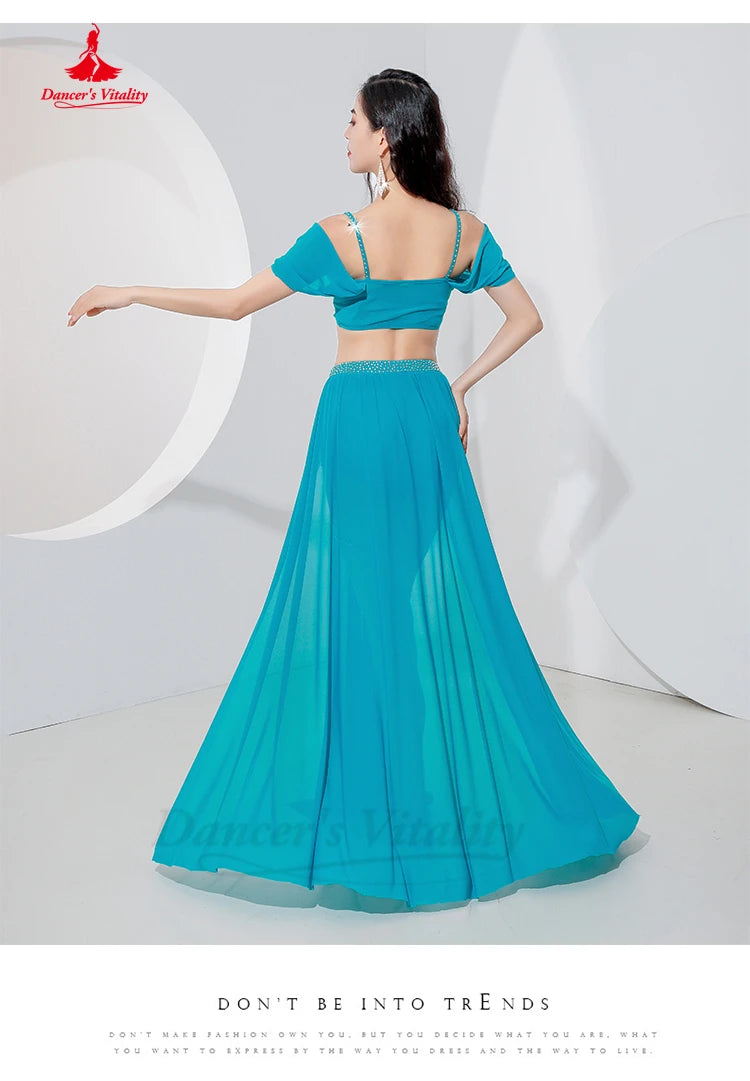 Belly Dance Professional Suit – Mesh Split Skirt Set for Oriental Performance