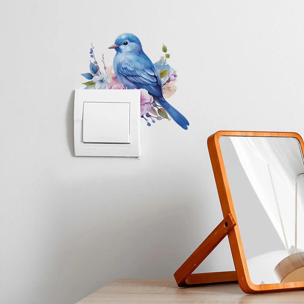 Cartoon Bird Plant Wall Decals – Decorative Vinyl Stickers for Home Decor