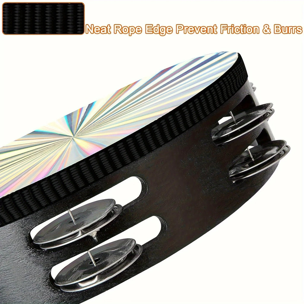 Double Row Radiant Tambourine – Handheld Rhythm Percussion for Music Education