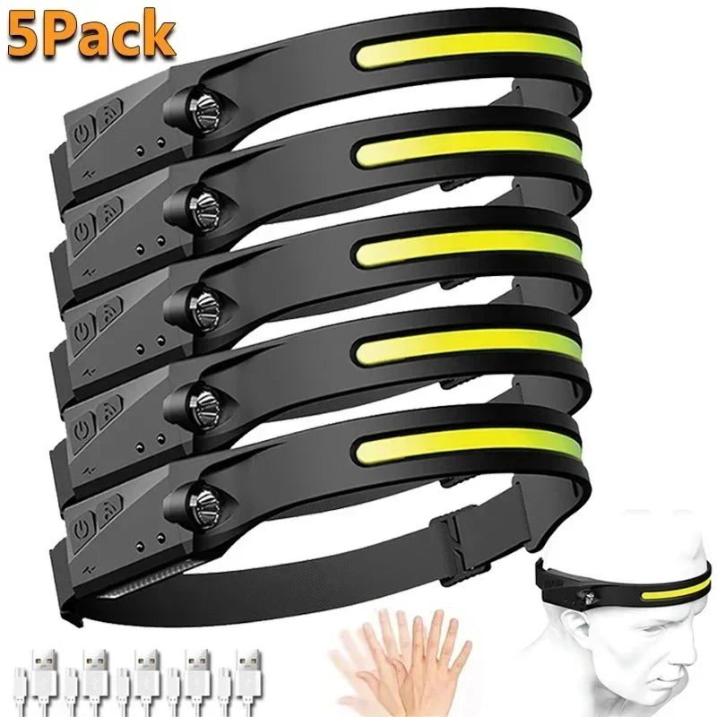 Rechargeable LED Sensor Headlamp – Motion Activated Light for Camping