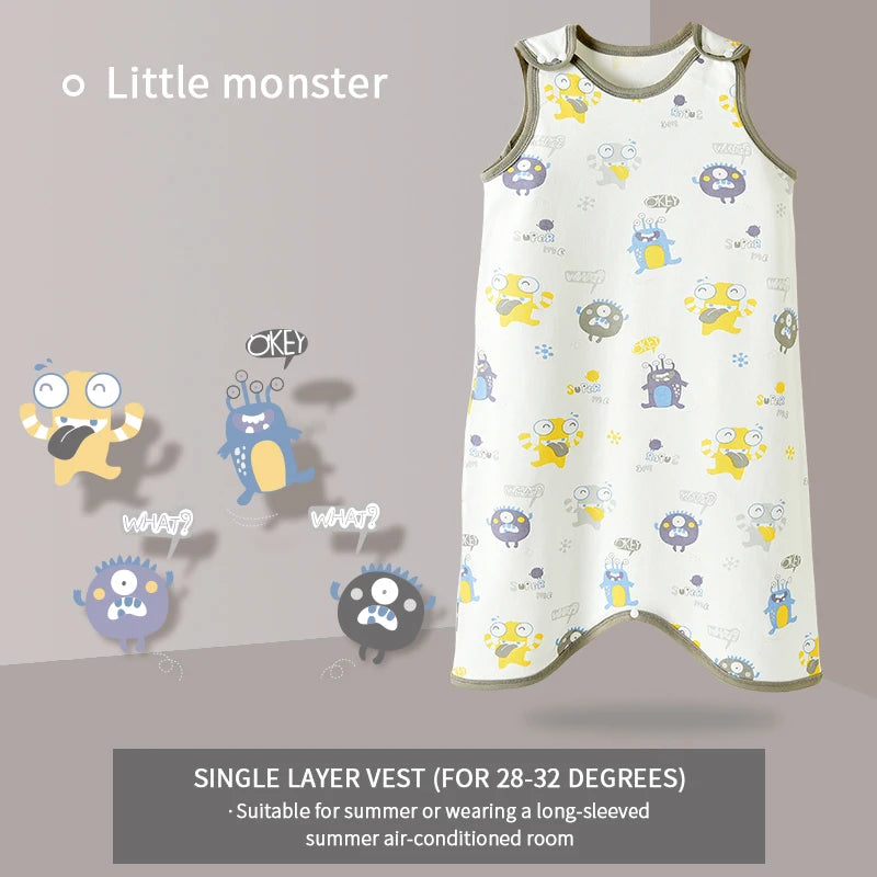 0.5 TOG Baby Sleeping Bag – Cartoon Print Cotton Sleeveless Sleep Sack for Summer