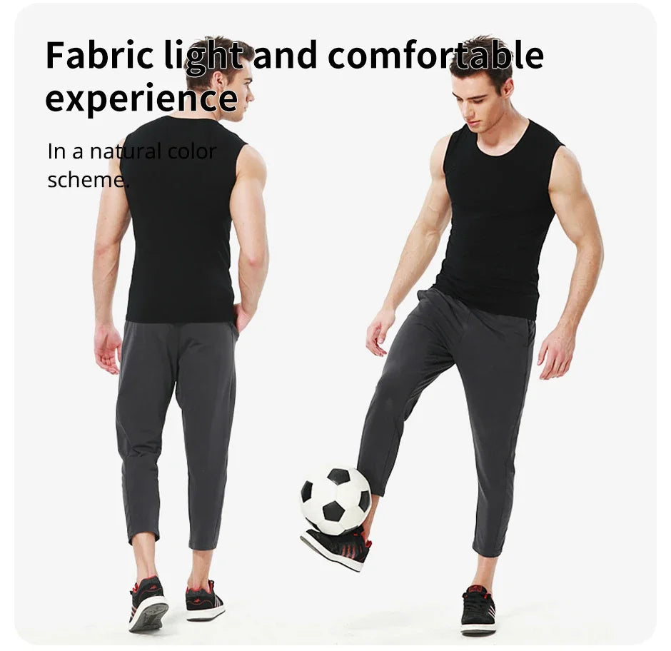 Cotton Sleeveless Compression Vest – Men's Athletic Shirt for Gym Fitness