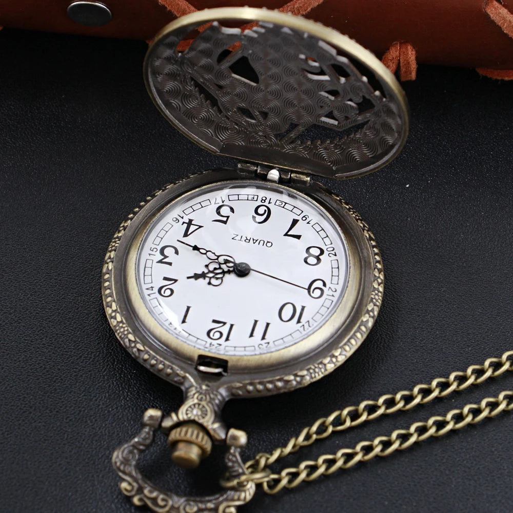 Steampunk Quartz Pocket Watch – Bronze Necklace Pendant for Vintage Cosplay