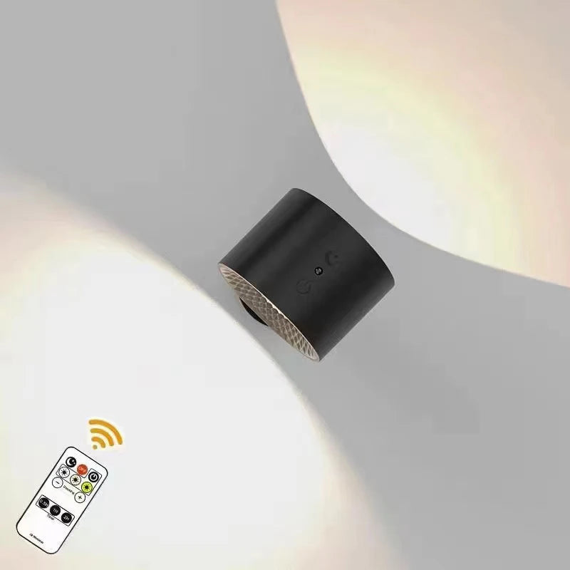 Wireless Double Head LED Wall Lamp – 360 Rotating Night Light for Bedroom Reading
