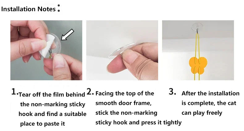 Hanging Door Cat Teaser Toy – Elastic Feather Wand for Boredom Relief