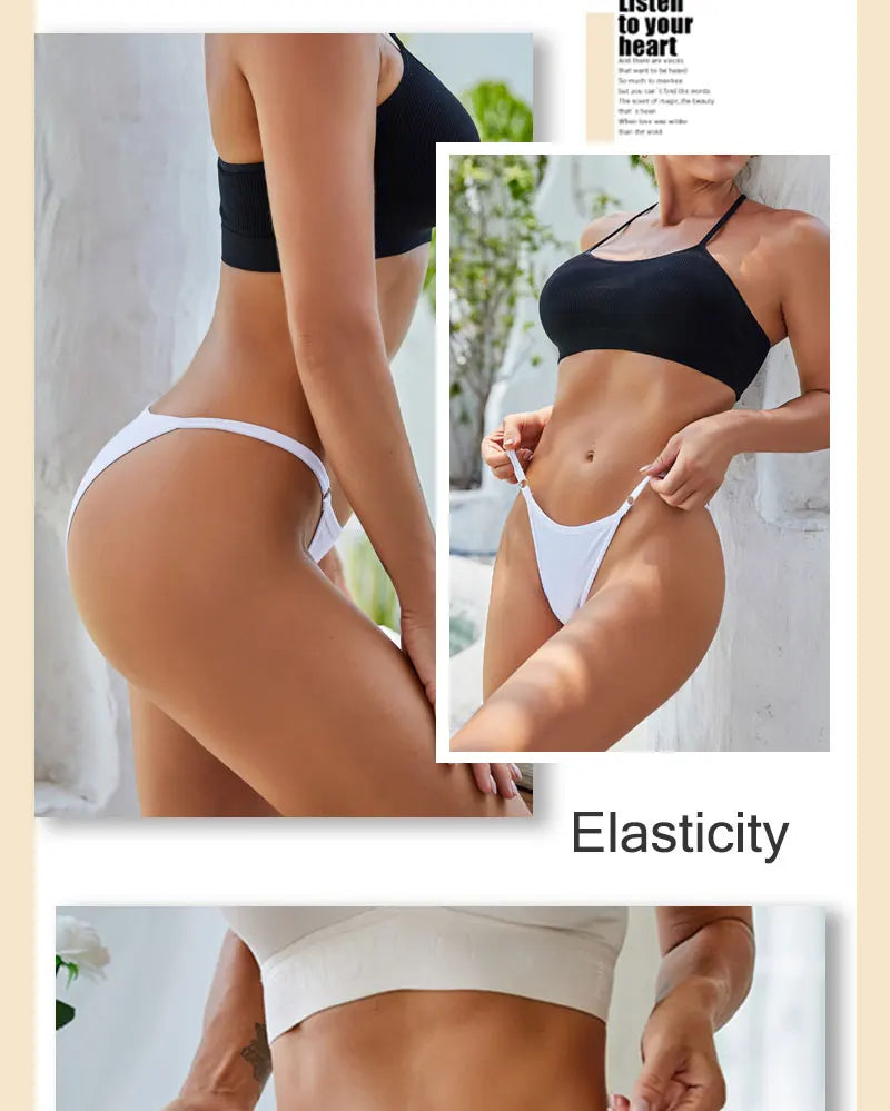 Cotton Low Rise Briefs – Metal Ring Hollow Panties for Women M-2XL