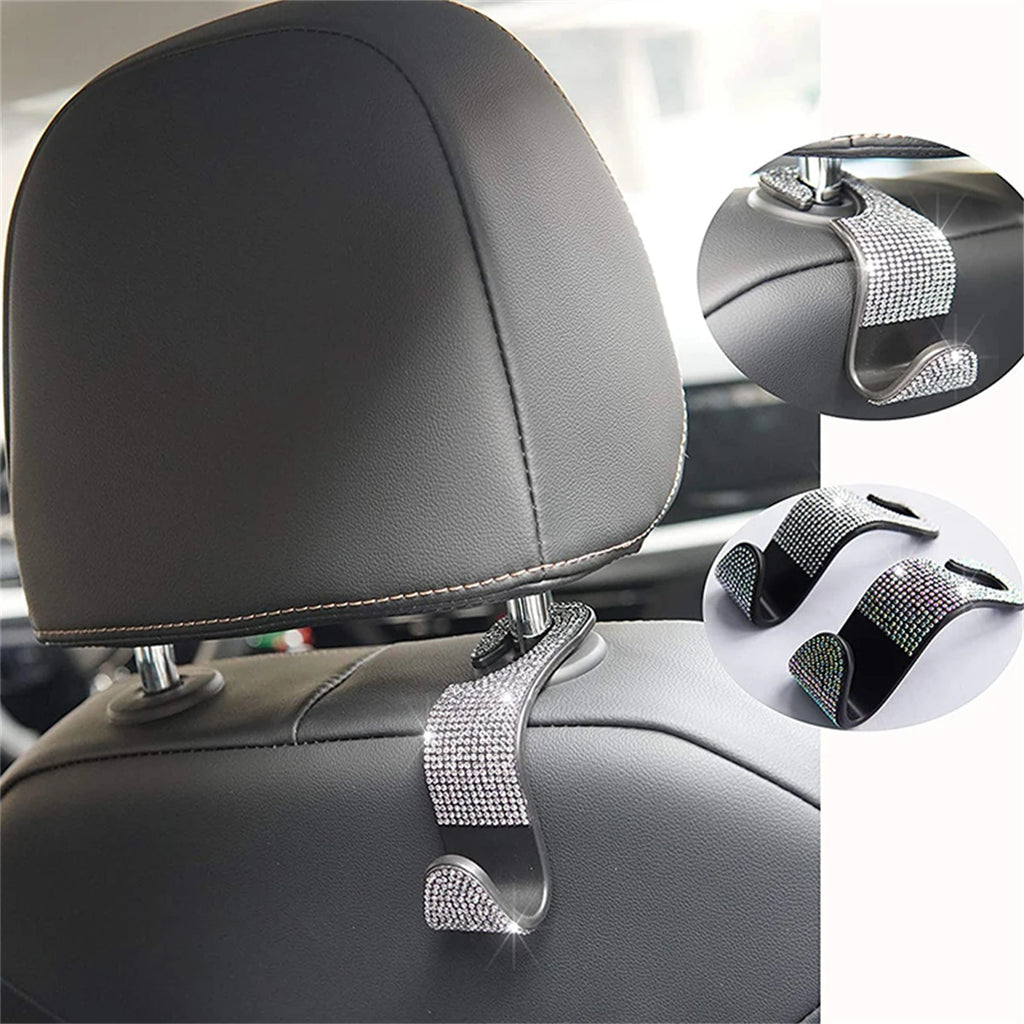 Artificial Diamond Car Hooks – Bling Hidden Seat Hanger for Car Organization