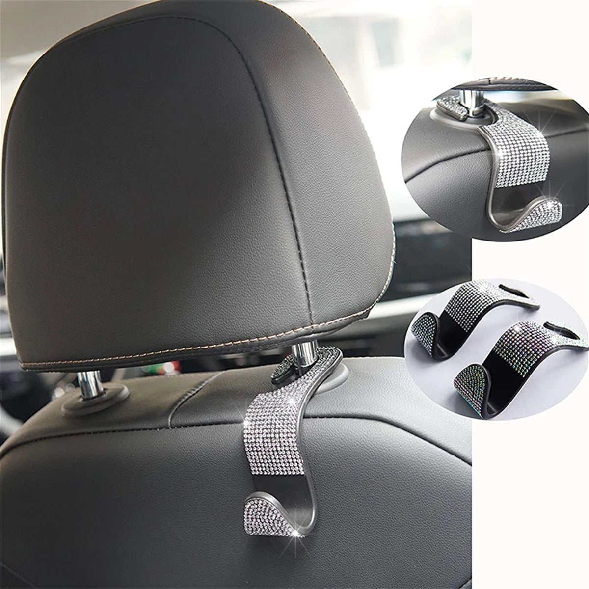 Artificial Diamond Car Hooks – Bling Hidden Seat Hanger for Car Organization