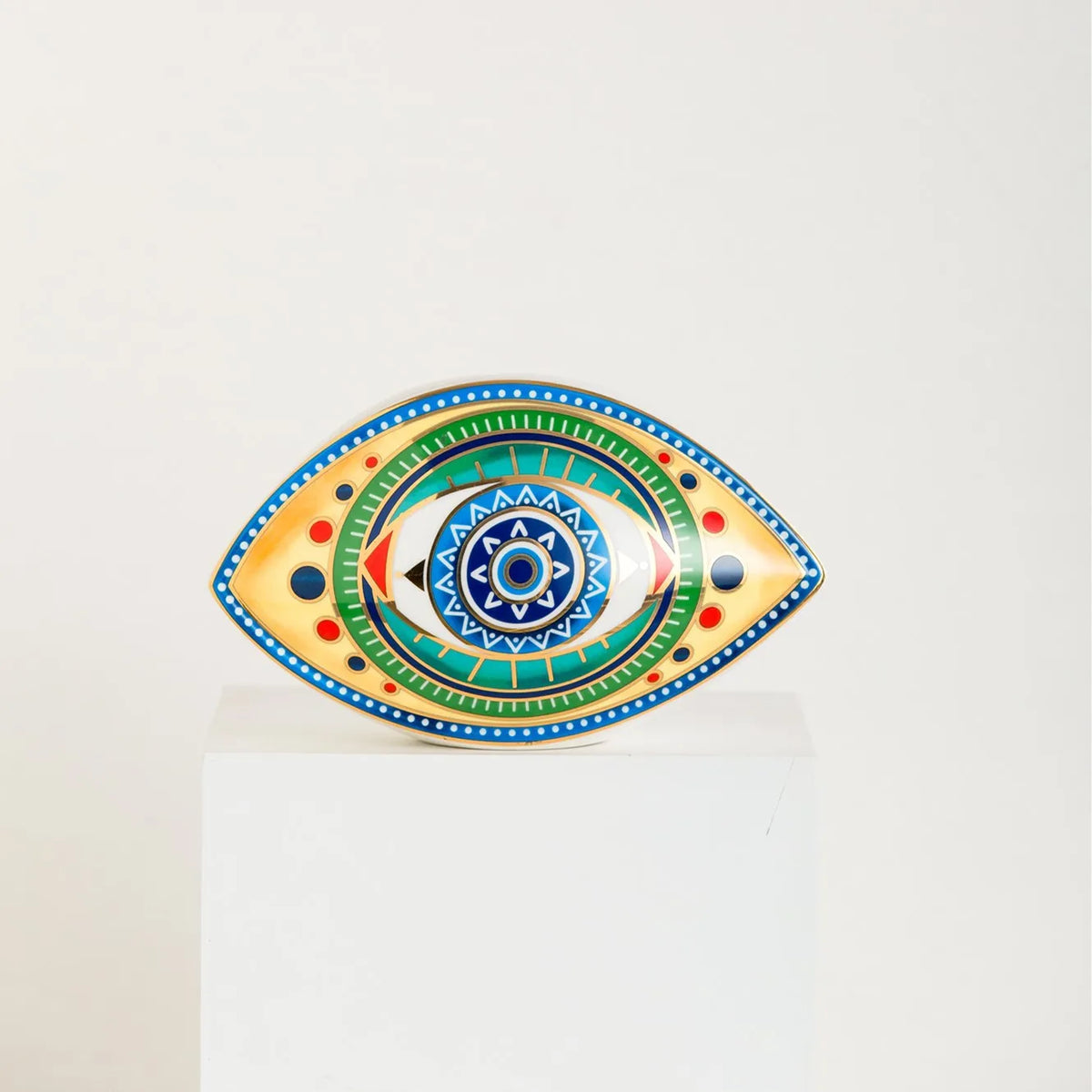 Ceramic Evil Eye Figurine – Lucky Amulet Ornament for Home Living Room Decor