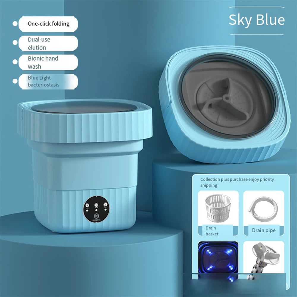 Portable Folding Washing Machine – Ultrasonic Mini Washer for Travel and Home