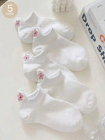 Cute Cartoon Flower Ankle Socks – Soft Breathable Cotton for Casual Wear