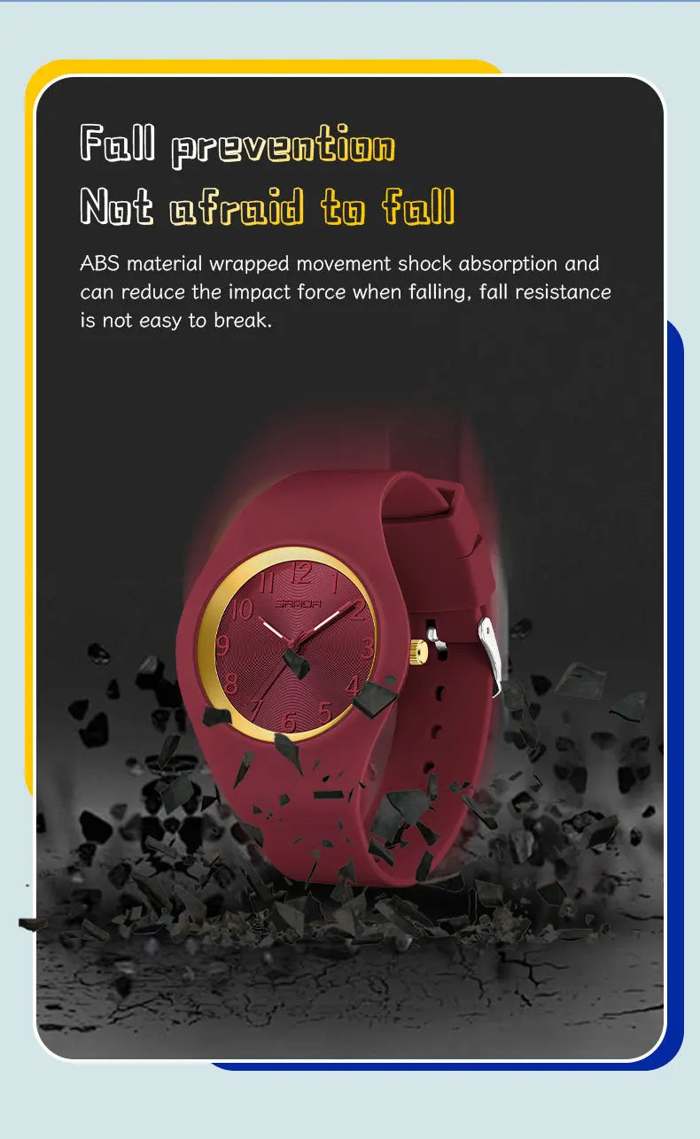 Silicone Quartz Wristwatch – Lightweight Sport Clock for Students